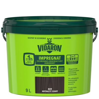 Impregnat Ochronno-Dekoracyjny Ogrodowy R09 antracyt szary 9l VIDARON