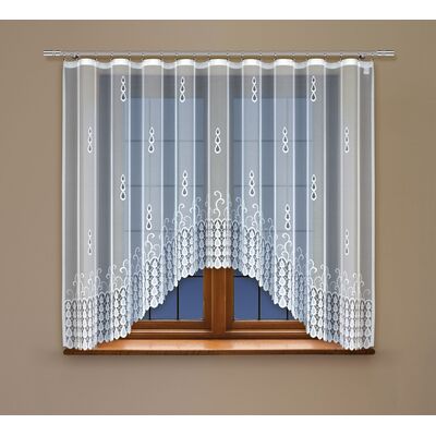 Firanka żakardowa odpasowana z wszytą taśmą marszczącą 160 x 300 cm