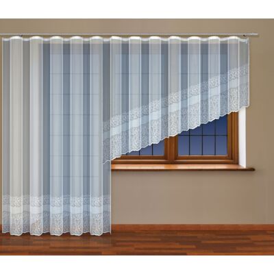 Firanka żakardowa odpasowana z wszytą taśmą marszczącą 250 x 200 cm