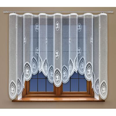 Firanka żakardowa odpasowana z wszytą taśmą marszczącą  160 x 300 cm