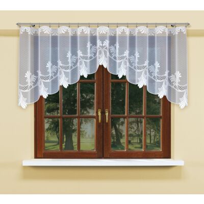 Firanka żakardowa odpasowana z wszytą taśmą marszczącą  90 x 300 cm