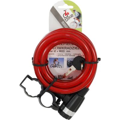 Zabezpieczenie rowerowe spirala 1800x12+uchwyt 4bike