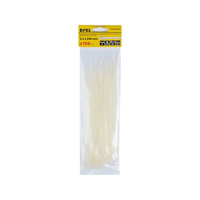 Opaska zaciskowa 2.5 x 200 mm biała nylon 100 szt. Drel