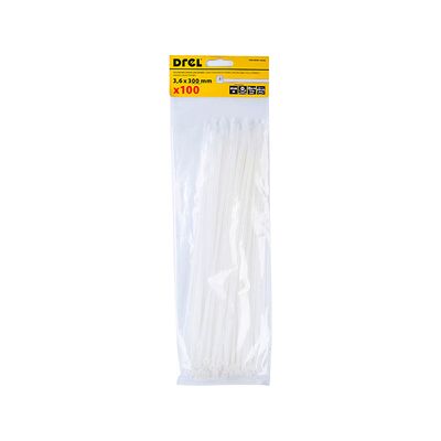 Opaska zaciskowa 3.6 x 300 mm biała nylon 100 szt. Drel