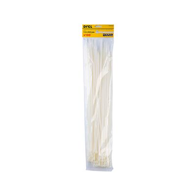 Opaska zaciskowa 7.2 x 550 mm biała nylon 100 szt. Drel