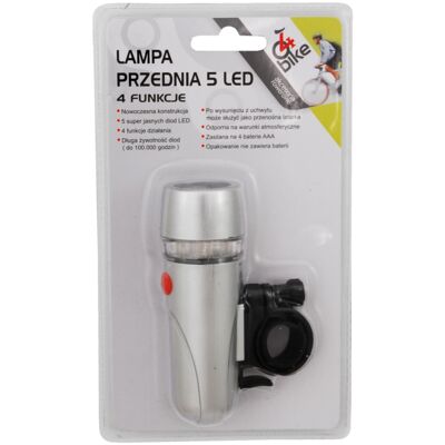 Lampka rowerowa przednia 5LED SILVER 4bike