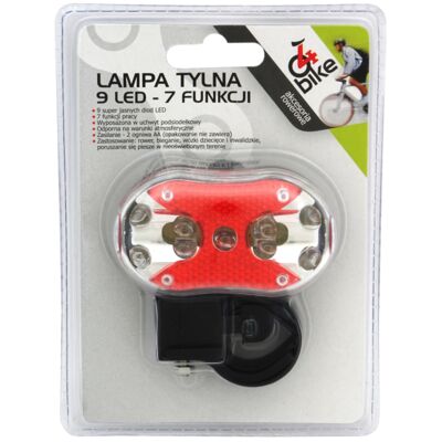 Lampka rowerowa tylna 9LED 7 funkcji 4bike