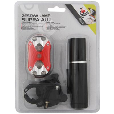Zestaw lampek rowerowych aluminiowych 1LED + 9LED SUPRA 4bike