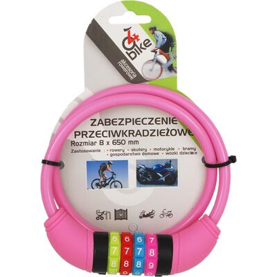 Zabezpieczenie rowerowe kolorowe szyfr 650x8mm 4bike