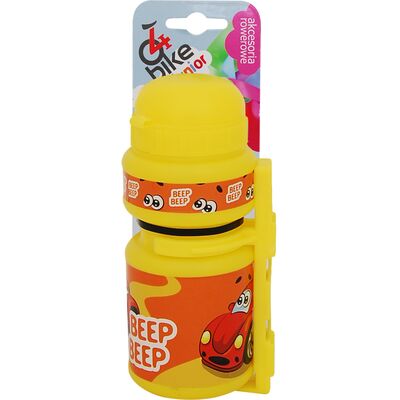 Bidon rowerowy dziecięcy żółty + koszyk 250 ml 4bike junior