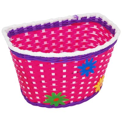 Koszyczek rowerowy dziecięcy pleciony D różowy 4bike junior