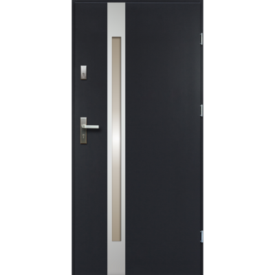 Drzwi zewnętrzne TEMIDAS inox antracyt 90 prawe RADEX