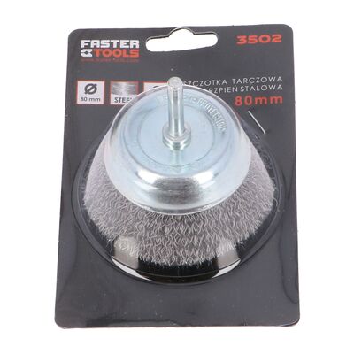 Szczotka doczołowa trzpień - stalowa 80 mm FASTER TOOLS