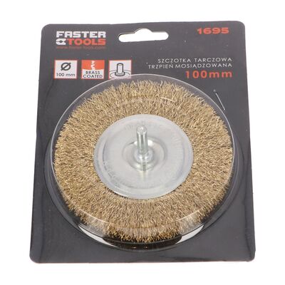 Szczotka tarczowa trzpień - mosiądzowana 100 mm FASTER TOOLS