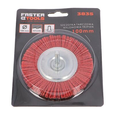 Szczotka tarczowa trzpień - nylonowa 100 mm FASTER TOOLS
