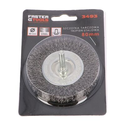 Szczotka tarczowa trzpień - stalowa 80 mm FASTER TOOLS