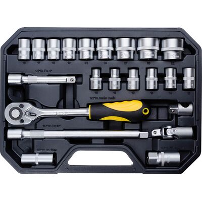 Klucz nasadowy z grzechotką 1/2'' 10,0-32 mm komplet 23 szt. Drel