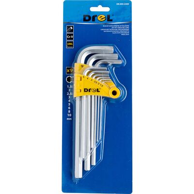 Klucz sześciokątny wydłużony 1,5-10 mm komplet 9 szt. Drel