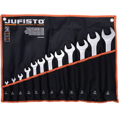Klucz płasko-oczkowy 6-32 mm komplet 12 szt. Jufisto