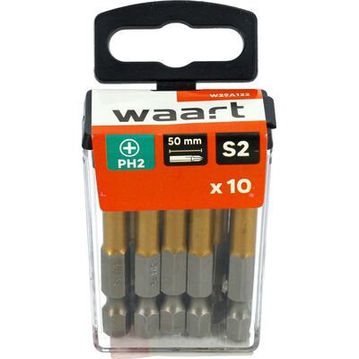 Końcówka krzyżowa tytanowana PH2 x 50 mm zestaw 10 szt. Jufisto
