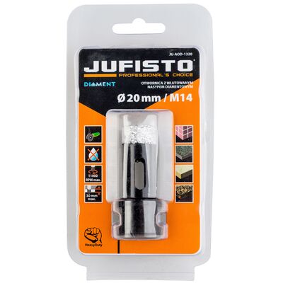 Otwornica z nasypem diamentowym 20 mm M14 diament lutowany Jufisto