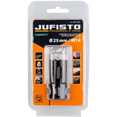 Otwornica z nasypem diamentowym 25 mm M14 diament lutowany Jufisto