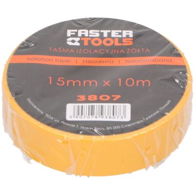 Taśma izolacyjna żółta 10 m x 15 mm FASTER TOOLS