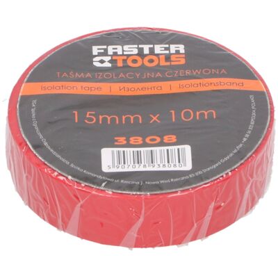 Taśma izolacyjna czerwona 10 m x 15 mm FASTER TOOLS