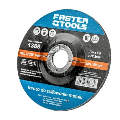 Tarcza szlifierska do metalu 125 x 22,2 x 6 mm FASTER TOOLS