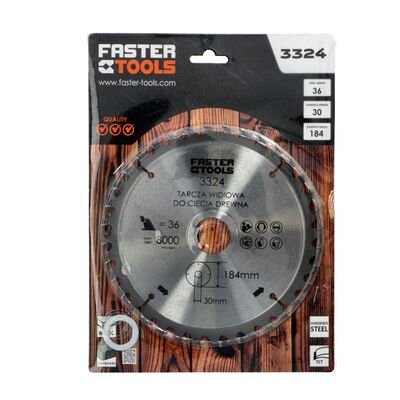 Tarcza widiowa do drewna 184 x 30 mm 36z. FASTER TOOLS