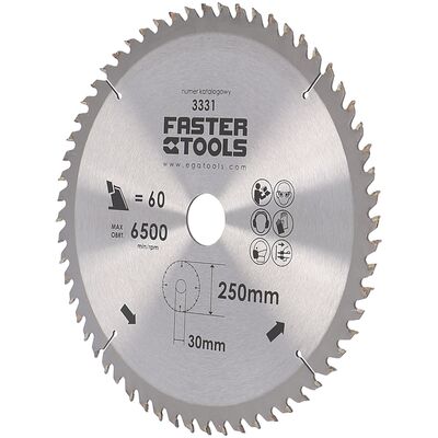 Tarcza widiowa do drewna 250 x 30 mm 60z. FASTER TOOLS