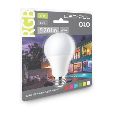 Żarówka LED ORO-E27-A60-6,5W-RGBW