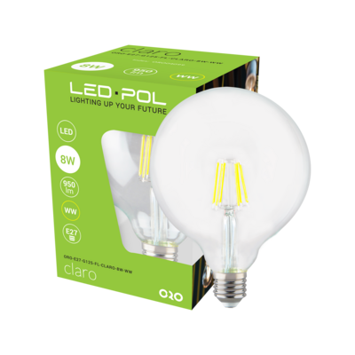 Żarówka Filament LED ORO-E27-G125-FL-CLARO-8W-WW