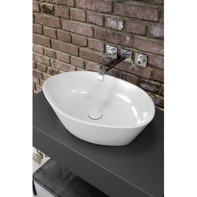 Umywalka nablatowa City 50 owalna z ceramicznym korkiem box