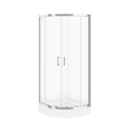 Set kabina ZIP półokrągła 80 x 190 szkło transparentne z brodzikiem Tako 80 x 16