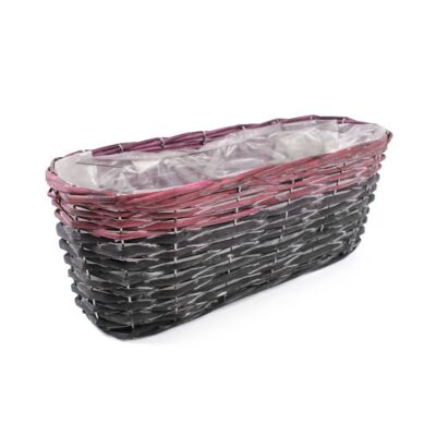 Balkonówka wiklinowa owalna z folią 40 x 17 x 14 cm