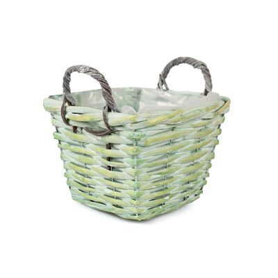 Osłonka z uchwytami zielona kwadratowa 17 x 17 x 12/16 cm