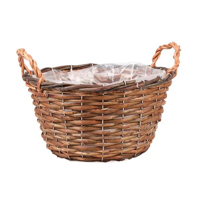 Koszyk wiklinowy z uchwytami do obsadzania okrągły 30 x 30 x 15/21 cm
