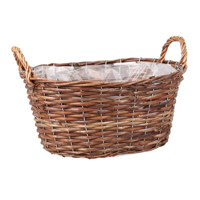 Koszyk wiklinowy z uchwytami do obsadzania owalny 40 x 32 x 17/23 cm