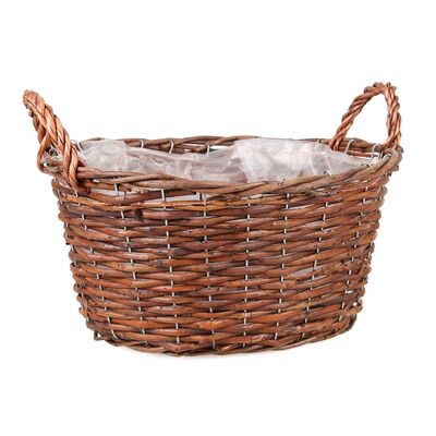 Koszyk wiklinowy z uchwytami do obsadzania owalny 35 x 27 x 16/21 cm