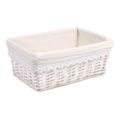 Szuflada wiklinowa z materiałem biała 33 x 23 x 14 cm biały