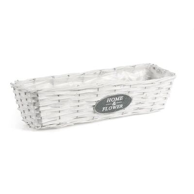 Balkonówka z naszywką do obsadzania kwiatów biała 40 x 12 x 10 cm