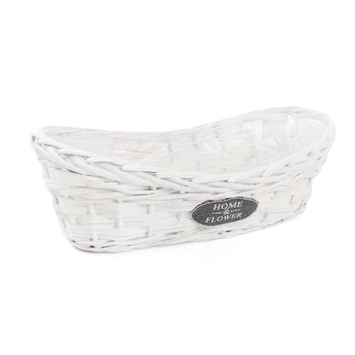 Balkonówka wiklinowa biała 35 x 16 x 12/9 cm