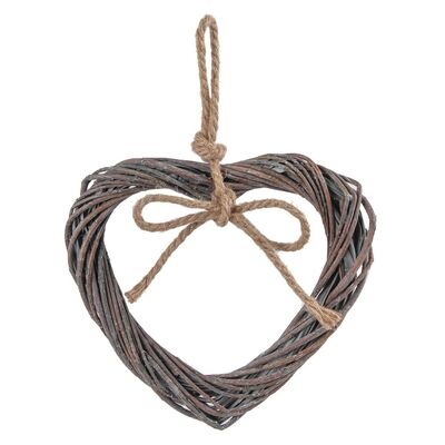 Wiklinowe serce / zawieszka 25 x 25 x 4 cm szare