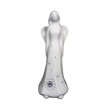Figurka szkliwiona anioł falowana suknia Swarovski 25 cm Souvenire