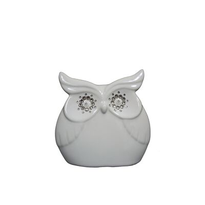 Figurka szkliwiona sowa płaska mała Swarovski 12 cm Souvenire