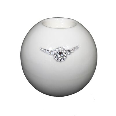Świecznik szkliwiony kula na tealight Swarovski 14 cm Souvenire