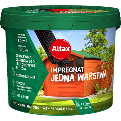 Impregnat do drewna ogrodowego jedna warstwa 10 l brąz Altax