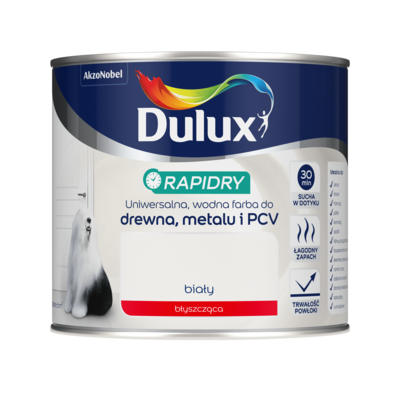 Farba akrylowa Dulux Rapidry 400 ml biały błyszczący