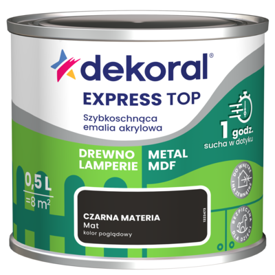 Szybkoschnąca emalia akrylowa EXPRESS TOP Czarna materia mat 0,5 l Dekoral